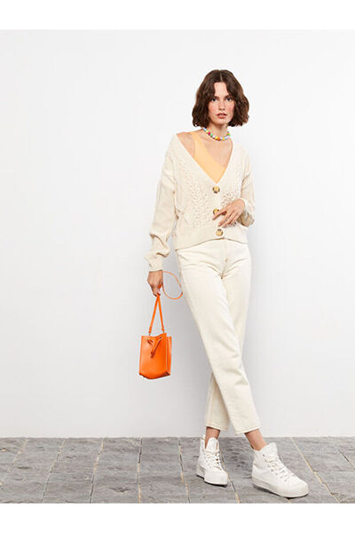 LC Waikiki V-neck Self Patterned Long Sleeve Women's Cardigan