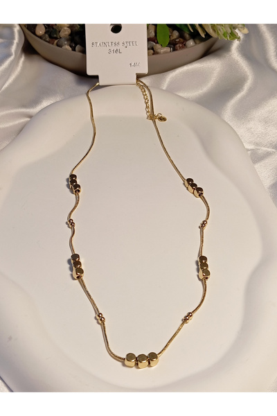 stainless steell Triple Doric Steel Chain Necklace