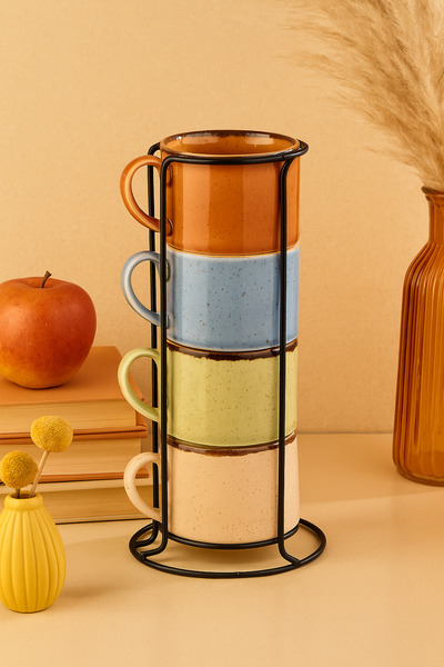 PORLINE KADIKIZI 5 PARÇA CALMA MORA 4 KİŞİLİK PORSELEN İSTİFLENEBİLİR ÇAY FİN...