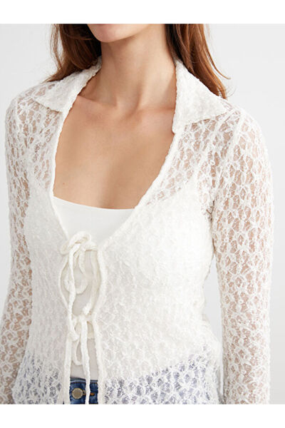 LC Waikiki Tie Collar Lace Women's Cardigan