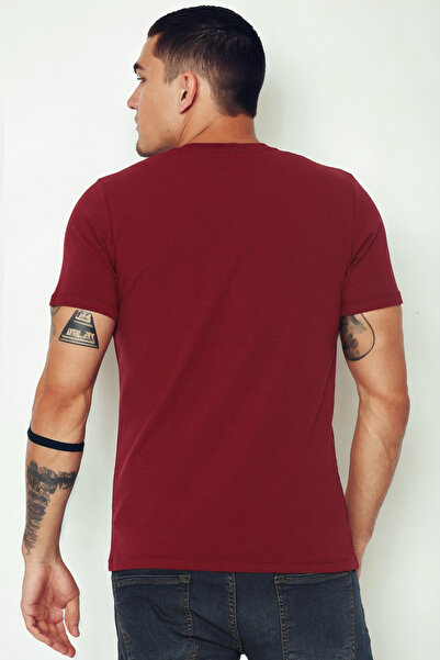 Dewberry T9568 V-Neck Men's T-Shirt-Burgundy