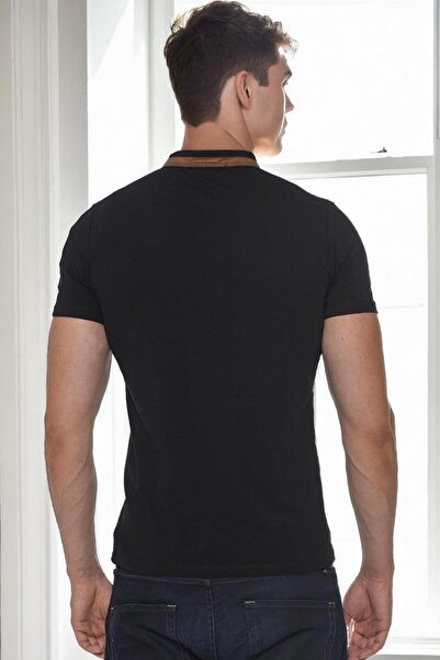Dewberry T9571 Zippered Men's T-Shirt-Black