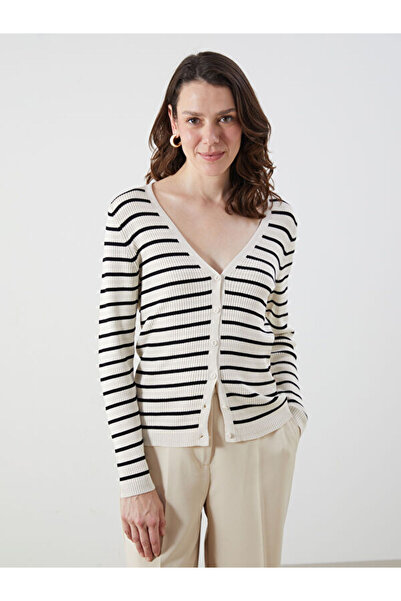 LC Waikiki Seçimler I V Dikim Striped Women's Knitwear Cardigan from Freezen ...