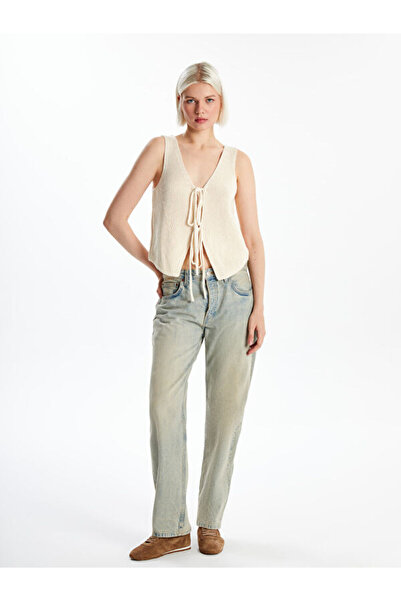 LC Waikiki V-Neck Textured Women's Knitwear Cardigan