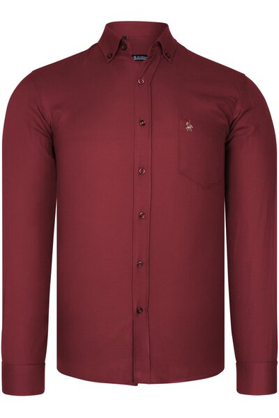 Dewberry Men's Cotton Shirt Claret Red G985