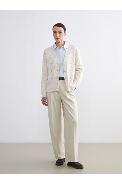 LC Waikiki V-Neck Floral Embroidered Women's Knitwear Cardigan