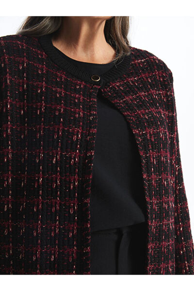 LC Waikiki Crew Neck Patterned Women's Knitwear Cardigan