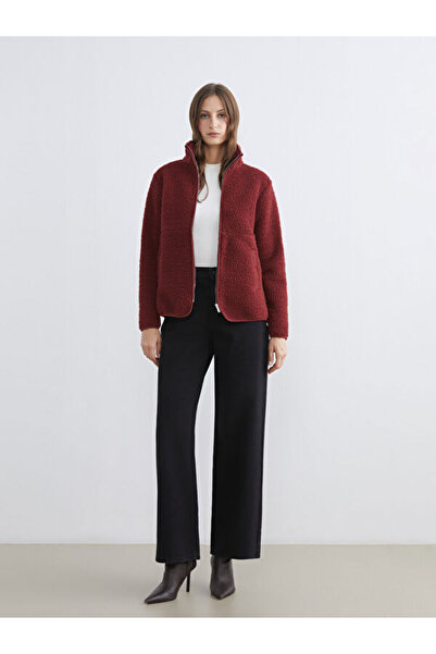 LC Waikiki Women's Plush Cardigan with Stand Collar