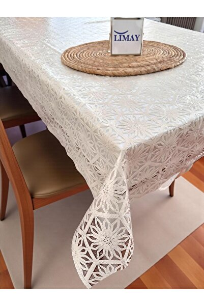 LİMAY مفرش طاولة - مظهر مطرز بالدانتيل - شفاف - غير مثقوب - PVC