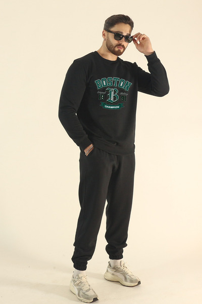 EydaMoon Set de trening Boston cu imprimeu pentru bărbați Swea tricou Jogger ...