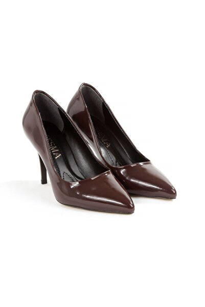 Y ESMA Stiletto Brown Croco - Medium Size Thin Heel Women's Shoes New Season