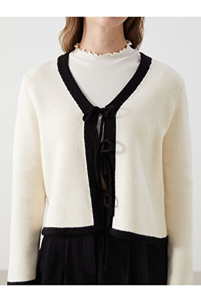 LC Waikiki V-Neck Textured Women's Knitwear Cardigan