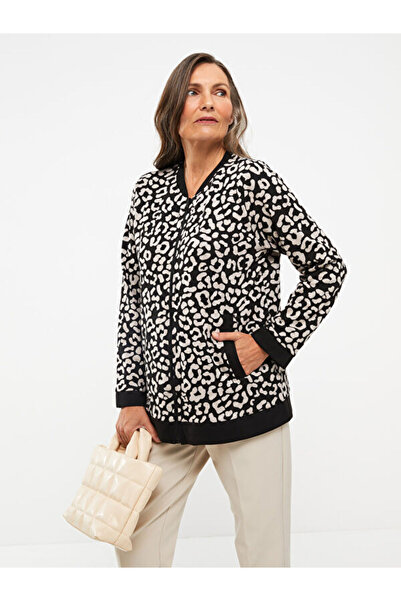 LC Waikiki Crew Neck Patterned Long Sleeve Women's Cardigan