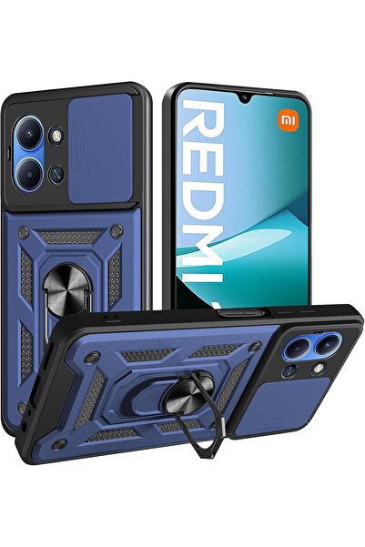 Rivor غطاء حماية متوافق مع هاتف شاومي ريدمي 15C مع حامل منزلق للكاميرا وحلقة ...