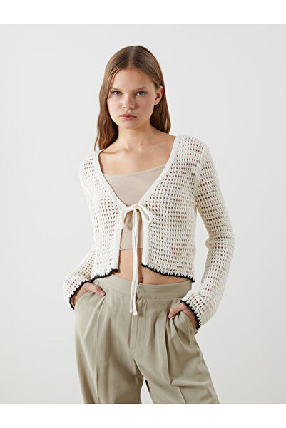 LC Waikiki V-Neck Openwork Women's Knitwear Cardigan