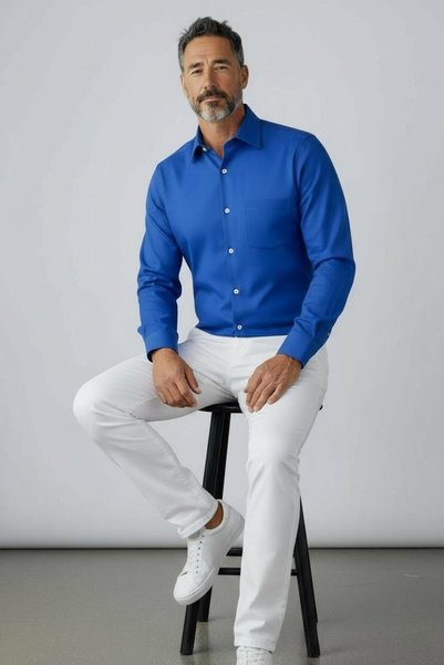 GÖMLEK GALERİSİ Classic Loose Fit Plain Long Sleeve Men's Shirt