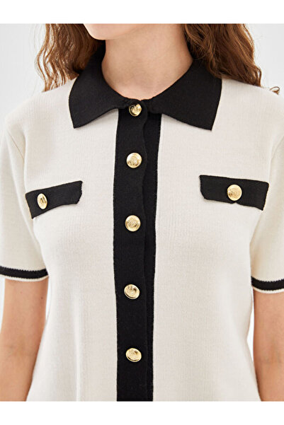 LC Waikiki Shirt Collar Color Blocked Women's Knitwear Cardigan