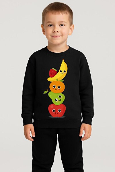 playwear Παιδικό Φούτερ Σετ με στάμπα ΦΡΟΥΤΑ για Κορίτσια και Αγόρια με λαιμό...
