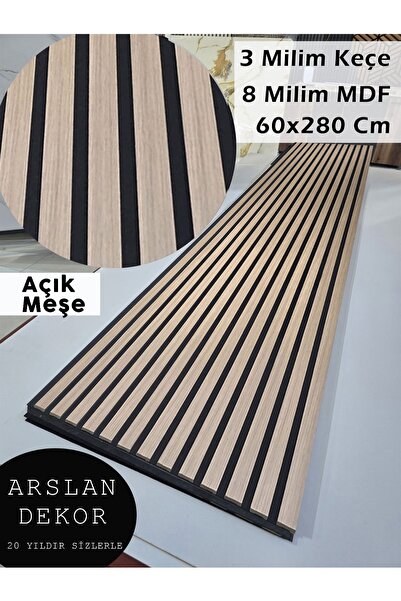 Panel 60x280 Açık Meşe Akustik | Keçe Kaplamalı MDF | Modern Duvar Paneli