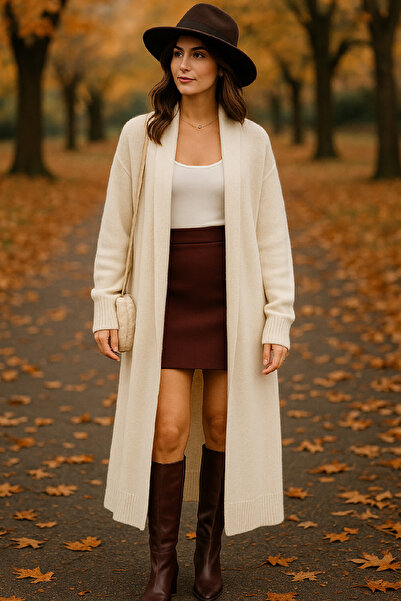 Pissos Long Flowy Loose Knit Cardigan – Oversized Soft Textured Women's Cardigan