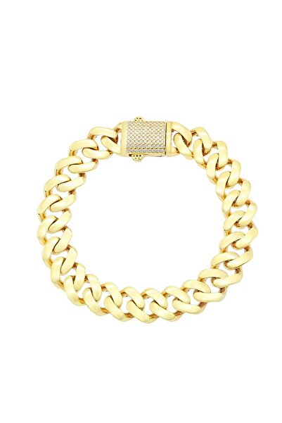 Bijuteria SORELLY Brățară cubaneză din argint placată cu aur de 18k cu legături mari