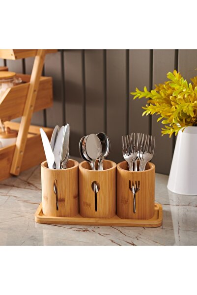 RİVO HOME DECOR Bamboo 3-Piece Spoon Set