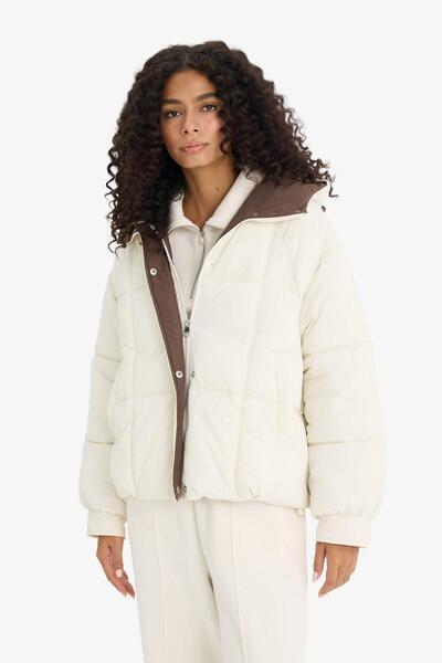 DeFacto Regular Fit Hooded Zippered Short Puffer Jacket (25 Wn)