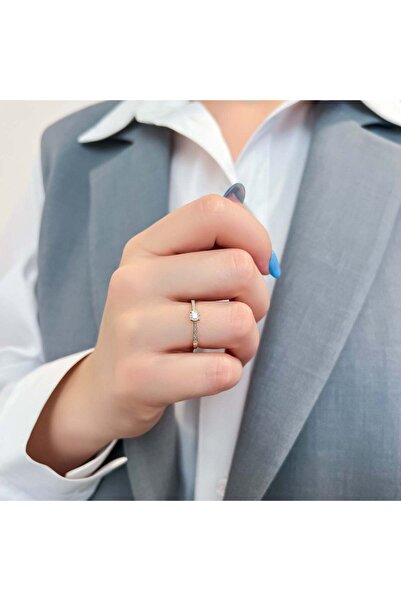 Bijuteria SORELLY 14k Gold Solitaire Engagement Ring with 0.081ct Diamond Size 14