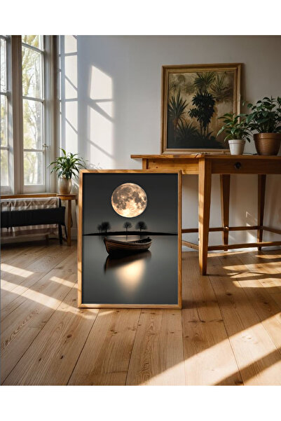 alphobitasarım Ayın Gölgesindeki Yalnızlık - Dekoratif Tekli Tablo