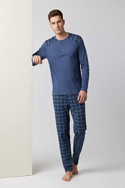 Mutlu City Men's Interlock Comfortable Fit Crew Neck Cotton Pajama Set 6779