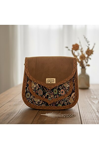ÇANTA İran İşi El Yapımı Etnik Desenli Taba Bohem Askılı Küçük Boy Omuz Çantası