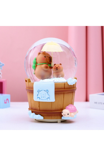 Livava Capybara Büyük Boy Kar Küresi Işıklı, Müzikli, Püskürtmeli, Kahve, 16X12