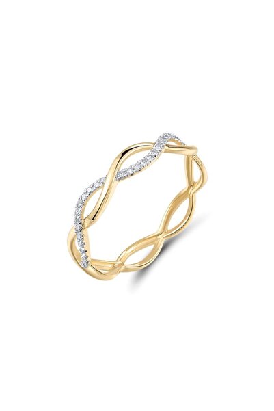 Bijuteria SORELLY 14k Gold Ring with 0.084ct Diamond Braid Size 14