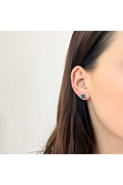 Bijuteria SORELLY 14k Gold Flower Earrings with Onyx