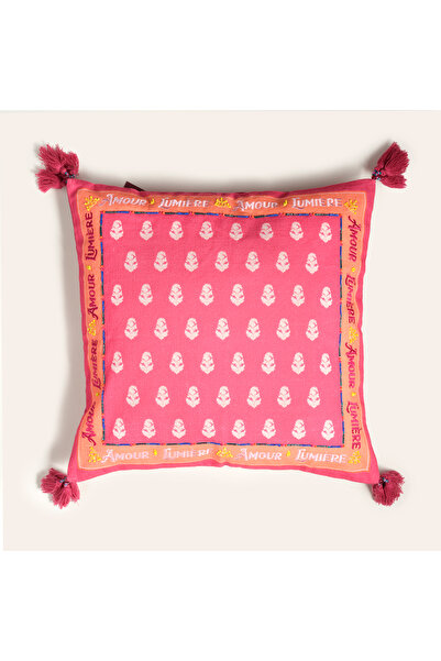 Zsa Zsa Zsu Ghunı Püsküllü Nakışlı Pamuk Dolgulu Kırlent 50x50 Cm Fuşya