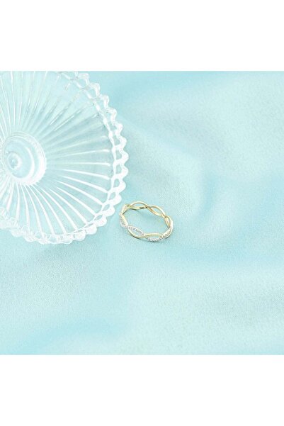 Bijuteria SORELLY 14k Gold Ring with 0.084ct Diamond Braid Size 14