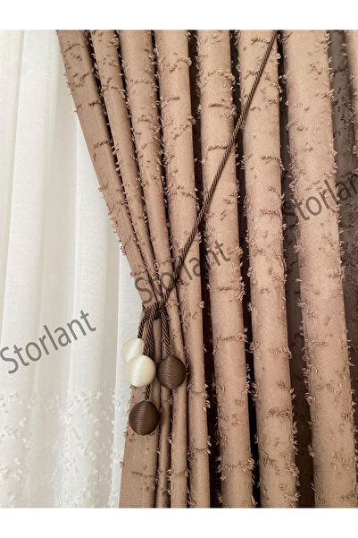 Storlant Kardokusu Brown Background Curtain L 1/3 Tight Pleat L Pipe Pleat Accessory Gift L Single Panel