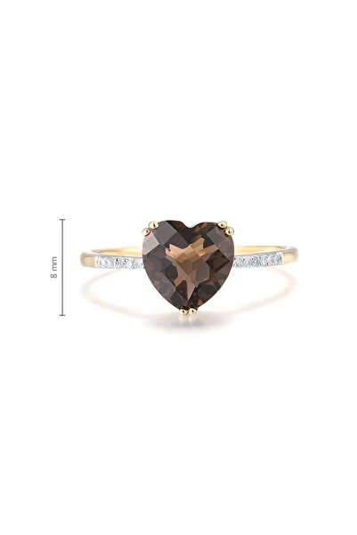 Bijuteria SORELLY 14k Gold Ring with 0.037ct Diamond Heart and 1.683ct Quartz Size 14
