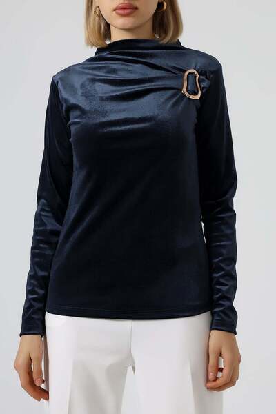 Sabr Βελούδινη μπλούζα με μισό ζιβάγκο – Κομψή & κομψή γυναικεία μπλούζα