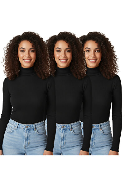 Nerth Women's Turtleneck Corded Fabric Ribbed Knit Bodysuit 3-Piece Set