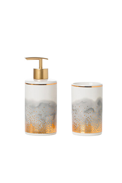 Malooki Set baie din porțelan Degradé Gri și Auriu, format din 2 piese – doza...