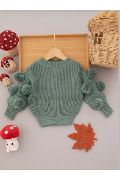 kokosh _ kidss burcu sapmaz Girl's knitwear pom pom sweater