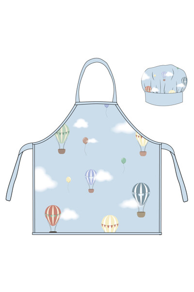 CARS Blue Vehicle Hot Air Balloon Kids Apron Set - 2 pieces