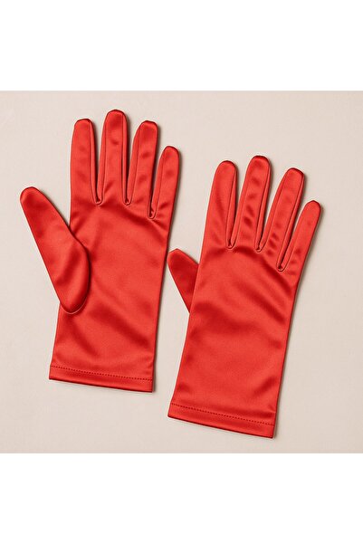 TOYFEST Κόκκινο σατέν ελαστικό ύφασμα γάντια Κομψό αξεσουάρ για πάρτι γάμου Μαλακό γυαλιστερό ύφασμα