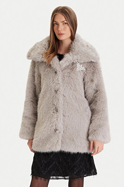 ONLY Onlashia Regular Fit Palton cu Guler Șal Pufos MONT 15356621