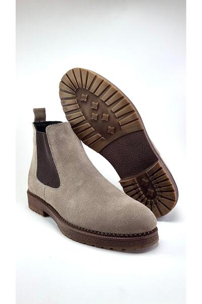 ALZA SHOES Genuine Suede Leather Chelsea Men's Winter Boots - Lightweight and Comfortable - Suitable for Everyday Wear