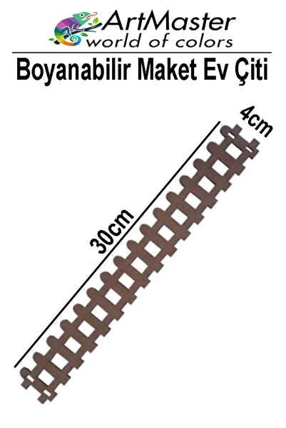 Artmaster Ahşap Maket Çit 30x4 cm Boyanabilir 1 Adet Minyatür Bahçe Çiti Deko...