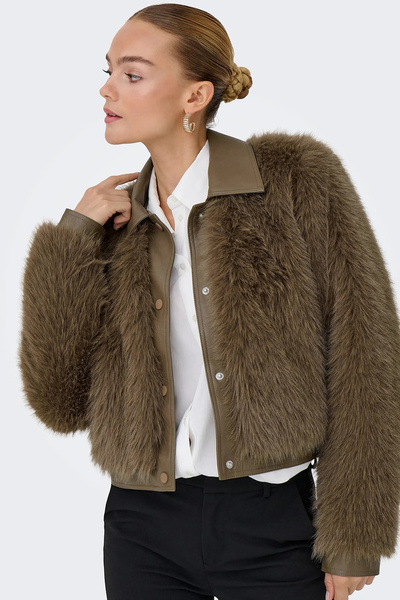 ONLY Onlnoeme Regular Fit Κλασικό πέτο Μαλακό μαλλιαρό παλτό με κουμπιά ΠΑΛΤΟ 15356776