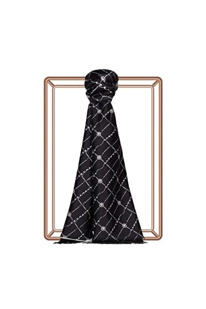 ipekevi Σάλι από μετάξι με σχέδια - Μονόγραμμα - Μαύρο και Λευκό