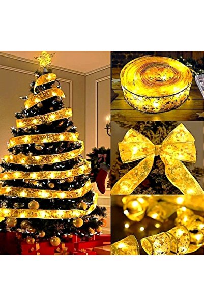 RABY Christmas ribbon lights for tree decoration, 5 m, 50 LEDs, silk ribbon, Warm White
